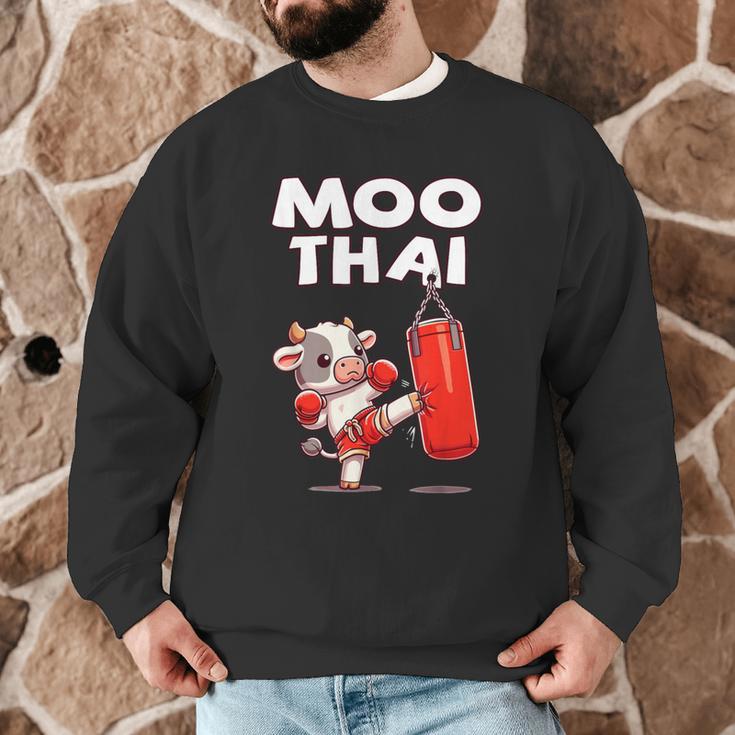 Moo Thai Muay Thai Cow Thai Boxing For Kids Muay Thai Men Graphic Sweatshirt