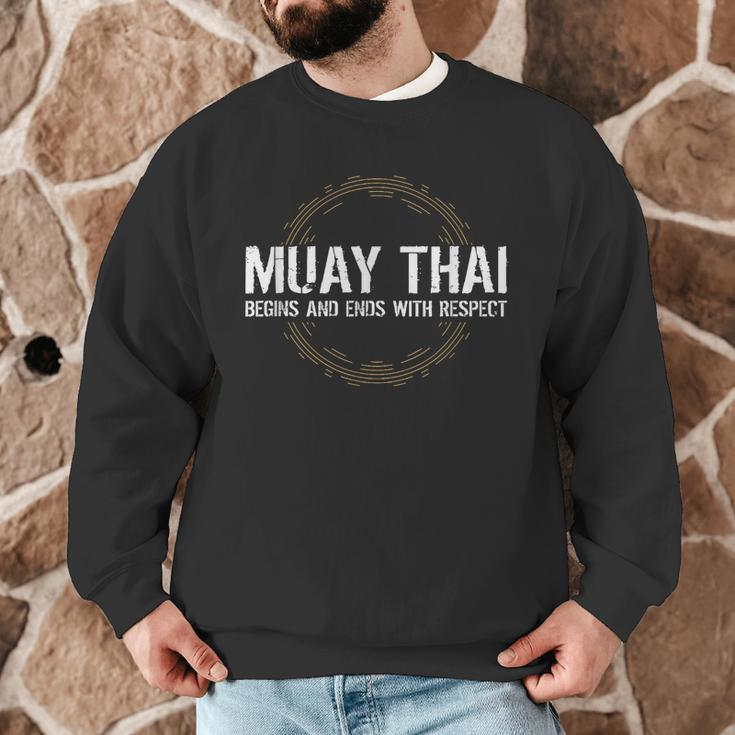 Muay Thai Begins And Ends With Respect Martial Arts Men Graphic Sweatshirt Muay Thai Begins And Ends With Respect Martial Arts Men Graphic Sweatshirt