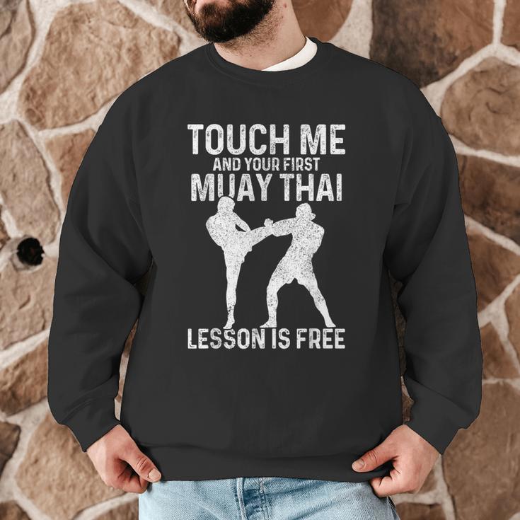 Muay Thai Boxing Kickboxing Your First Lesson Is Free Men Graphic Sweatshirt
