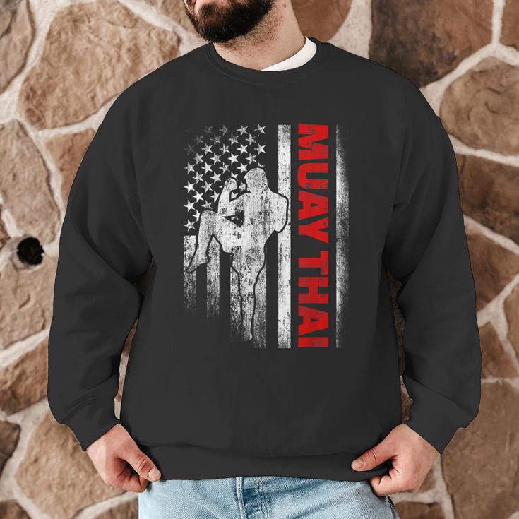 Muay Thai Boxing US American Flag Men Graphic Sweatshirt Muay Thai Boxing US American Flag Men Graphic Sweatshirt