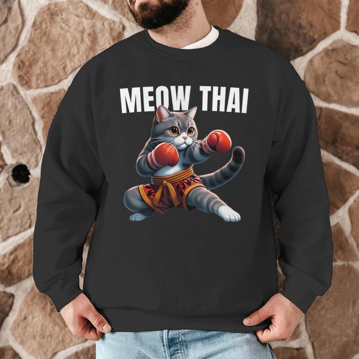 Muay Thai Cat Meow Thai Boxing Martial Art Kids Men Graphic Sweatshirt Muay Thai Cat Meow Thai Boxing Martial Art Kids Men Graphic Sweatshirt
