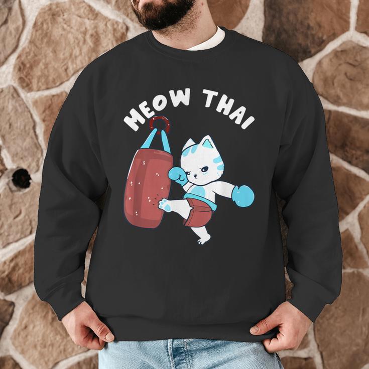 Muay Thai Cat Meow Thai Punch Bag Martial Arts Men Graphic Sweatshirt