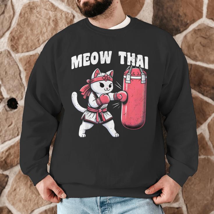 Muay Thai Cat Meow Thai Women Neko Costume Muay Thai Men Graphic Sweatshirt