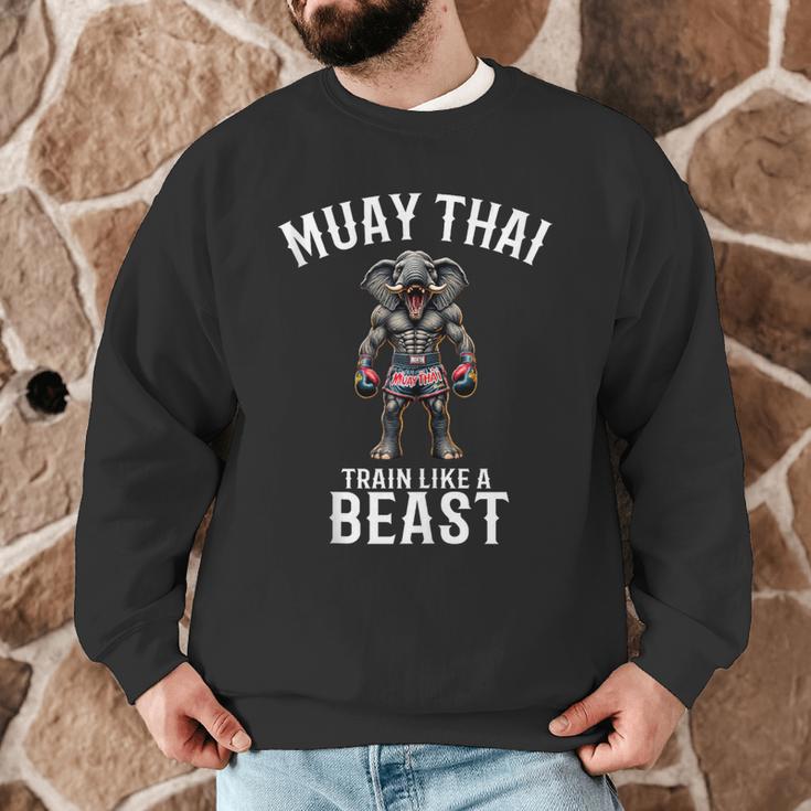 Muay Thai Elephant Kickboxing And Elephant Thai Men Graphic Sweatshirt