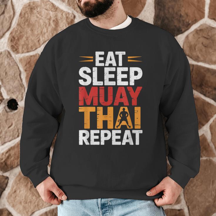 Muay Thai Fighter Eat Sleep Repeat Lifestyle Training Men Graphic Sweatshirt Muay Thai Fighter Eat Sleep Repeat Lifestyle Training Men Graphic Sweatshirt