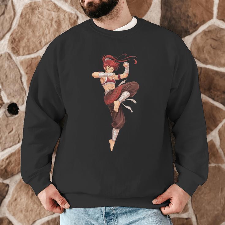 Muay Thai Girl Anime Japan Thaiboxer Kickboxing Muay Thai Men Graphic Sweatshirt