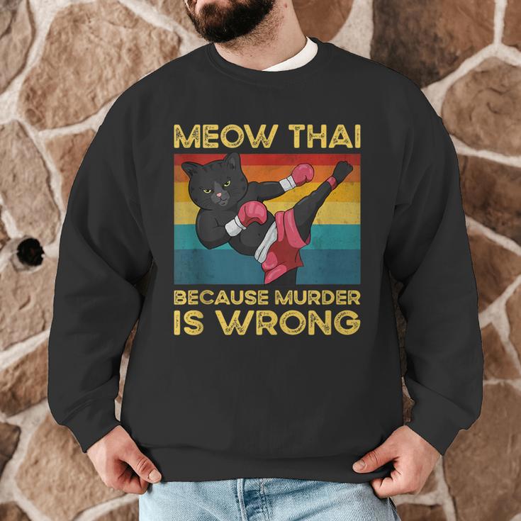 Muay Thai Because Murder Is Wrong Cat Meow Thai Men Graphic Sweatshirt Muay Thai Because Murder Is Wrong Cat Meow Thai Men Graphic Sweatshirt