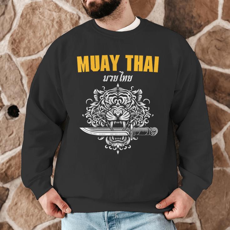 Muay Thai Sak Yant MMA Tattoo Tiger Lion Knife Martial Art Men Graphic Sweatshirt