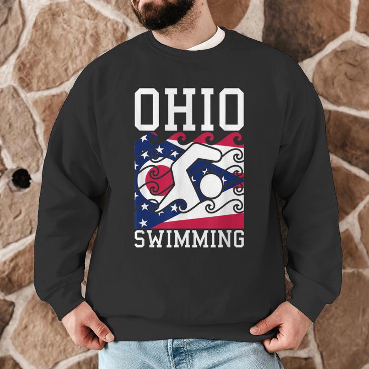 Ohio Flag Swimming Team Swim Swimmer US State Men Graphic Sweatshirt