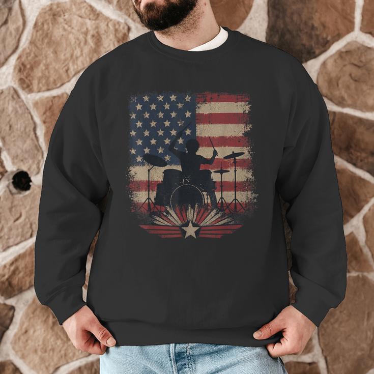 Patriotic Drum Kit Silhouette American Flag Men Graphic Sweatshirt Patriotic Drum Kit Silhouette American Flag Men Graphic Sweatshirt
