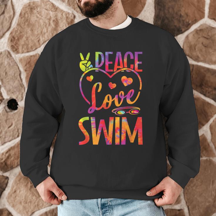 Peace Love Swim Swimming Tie Dye Swimmer Swimming Swim Team Men Graphic Sweatshirt