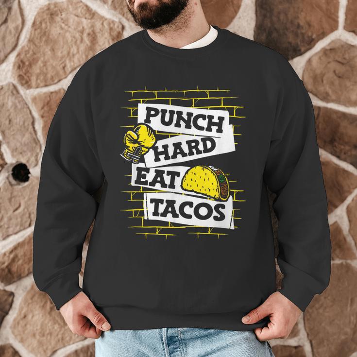Punch Hard Eat Tacos Professional Boxer Muay Thai Boxing Men Graphic Sweatshirt