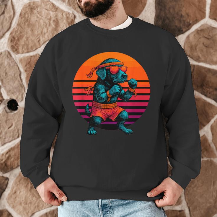 Retro Dog With Gloves Muay Thai Fighter Men Graphic Sweatshirt Retro Dog With Gloves Muay Thai Fighter Men Graphic Sweatshirt