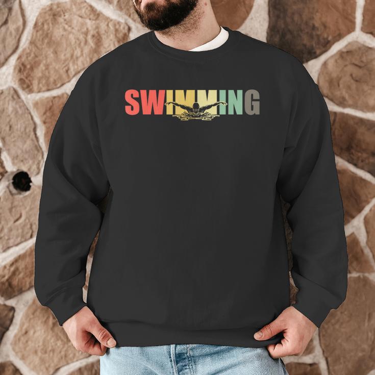 Retro Swimming Vintage Swimming Swimmer Men Graphic Sweatshirt Retro Swimming Vintage Swimming Swimmer Men Graphic Sweatshirt