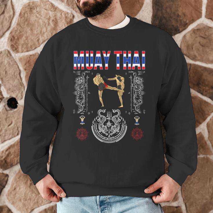 Sawadee Thai Traditional Sak Yant Thai Twin Tiger Muay Thai Men Graphic Sweatshirt