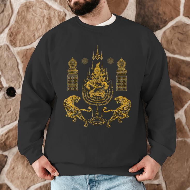 Sawadee Thai Traditional Sak Yant Thai Twin Tigers Muay Thai Men Graphic Sweatshirt Sawadee Thai Traditional Sak Yant Thai Twin Tigers Muay Thai Men Graphic Sweatshirt