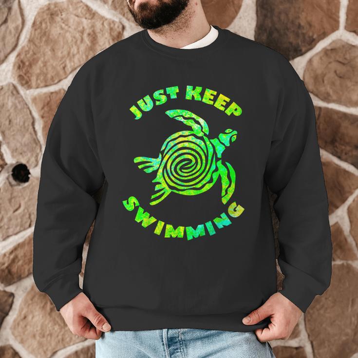 Sea Turtle Just Keep Swimming Ocean Beach Vacation Men Graphic Sweatshirt Sea Turtle Just Keep Swimming Ocean Beach Vacation Men Graphic Sweatshirt