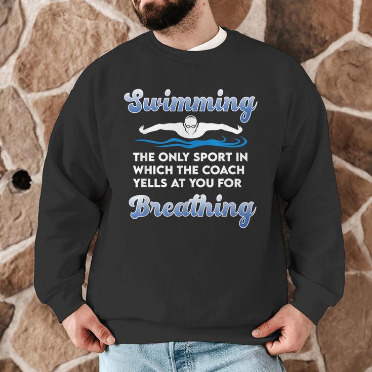 Swim Team Swimming Coach Quote Swim Breathing Joke Men Graphic Sweatshirt Swim Team Swimming Coach Quote Swim Breathing Joke Men Graphic Sweatshirt