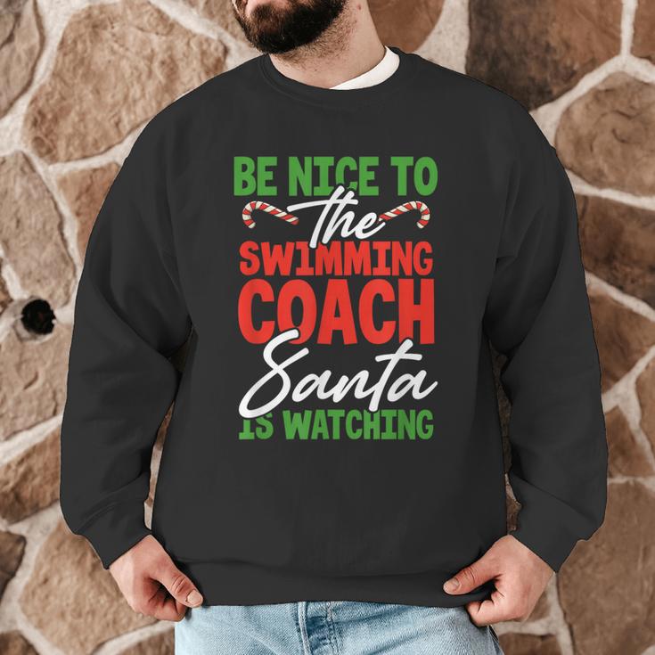 Swimming Coach Christmas Xmas Swimming Santa Men Graphic Sweatshirt