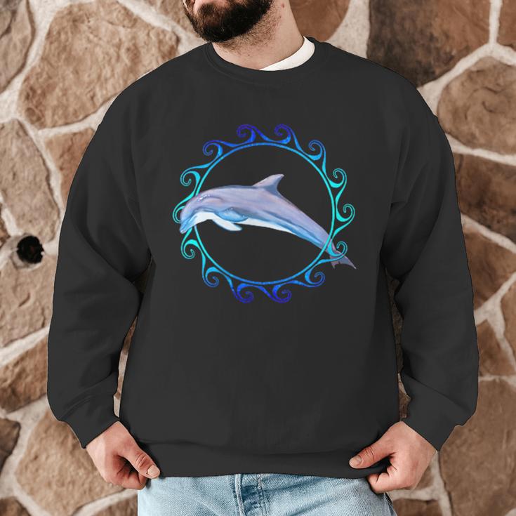 Swimming Dolphin Maori Sun Tribal Waves 2-Sided Men Graphic Sweatshirt Swimming Dolphin Maori Sun Tribal Waves 2-Sided Men Graphic Sweatshirt