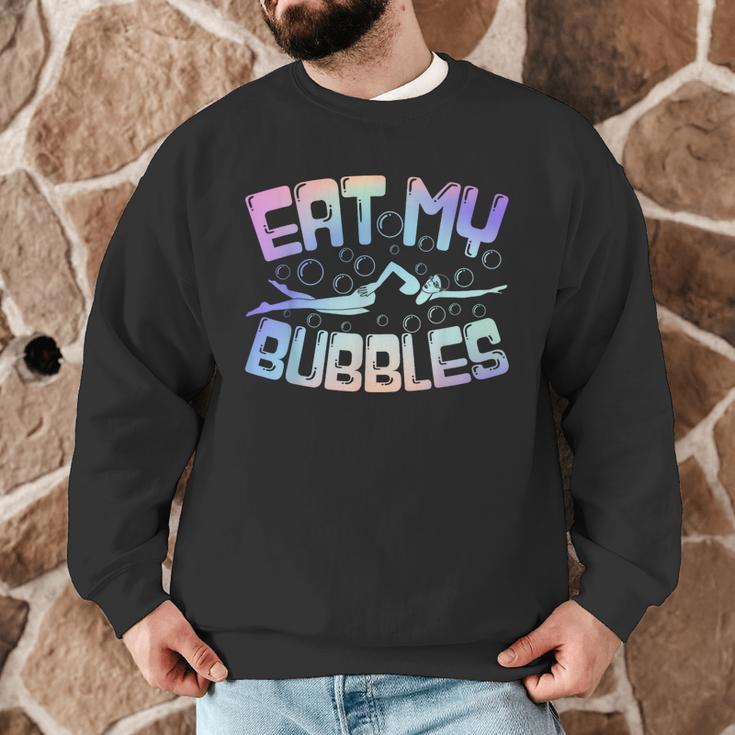 Swimming Eat My Bubbles Swim Watercolour Men Graphic Sweatshirt