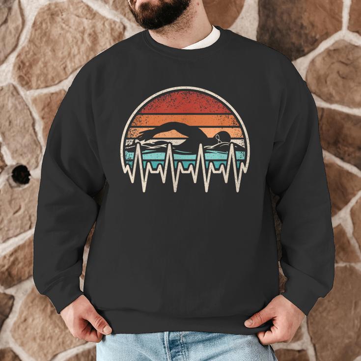 Swimming Heartbeat Retro Swim Swimmer Men Women Men Graphic Sweatshirt Swimming Heartbeat Retro Swim Swimmer Men Women Men Graphic Sweatshirt