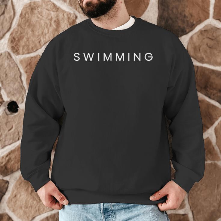 Swimming Minimalist Text Swimmer Coach Men Graphic Sweatshirt Swimming Minimalist Text Swimmer Coach Men Graphic Sweatshirt