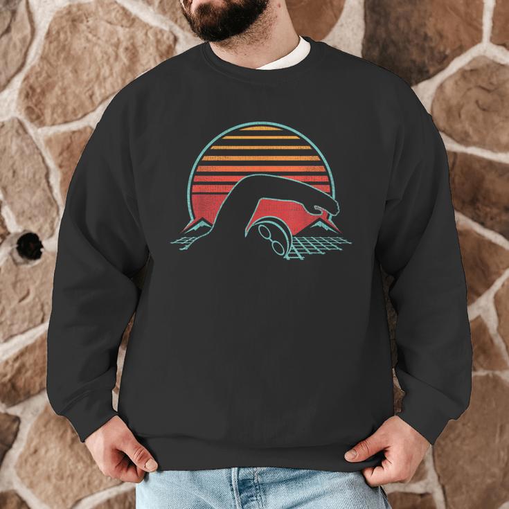 Swimming Retro Vintage 80s Style Swimmer Men Graphic Sweatshirt Swimming Retro Vintage 80s Style Swimmer Men Graphic Sweatshirt