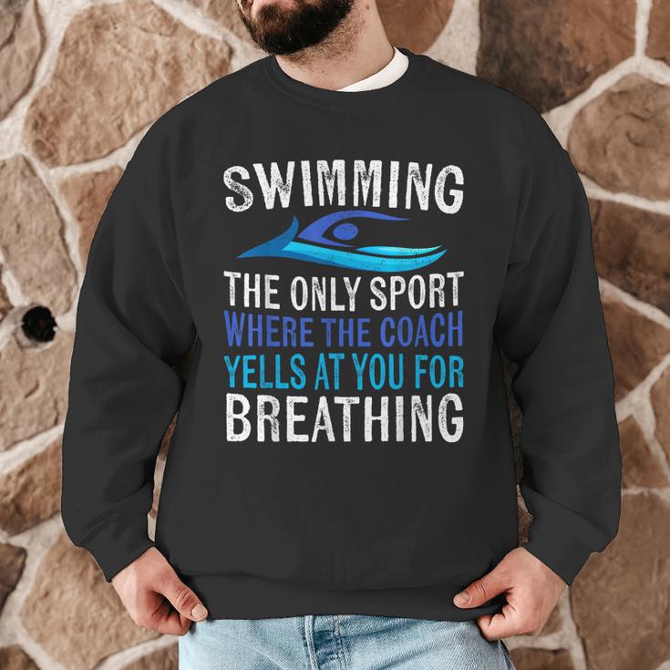 Swimming Only Sport Where The Coach Swimmer Swim Team Men Graphic Sweatshirt