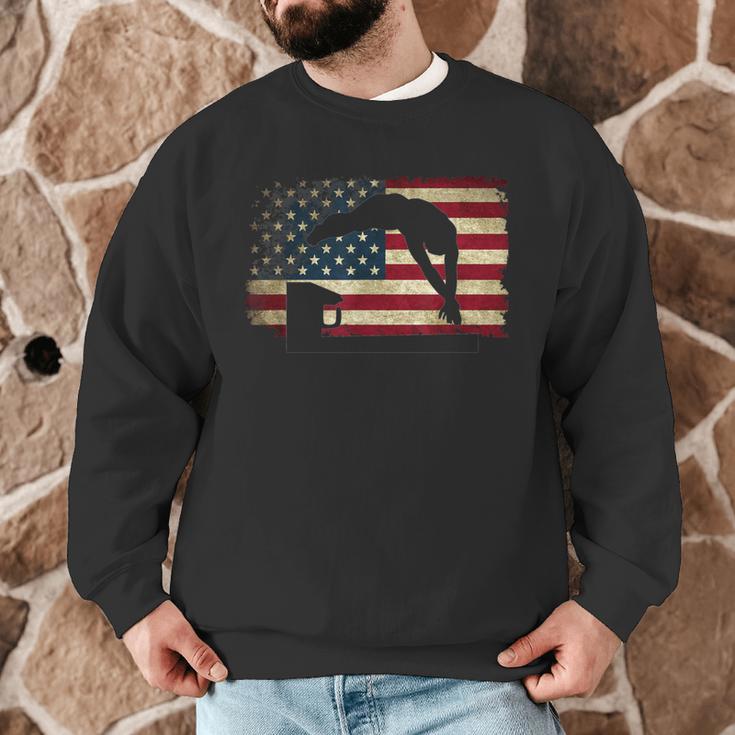 Swimming Swim Team Distressed American Flag USA Swimmer Men Graphic Sweatshirt Swimming Swim Team Distressed American Flag USA Swimmer Men Graphic Sweatshirt