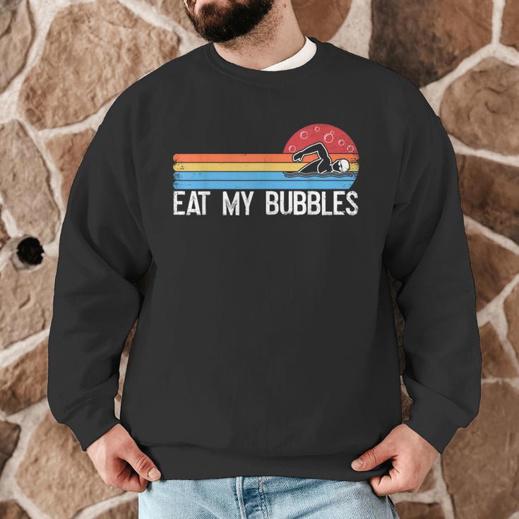 Swimming Swimmer Eat My Bubbles Swim Retro Men Graphic Sweatshirt Swimming Swimmer Eat My Bubbles Swim Retro Men Graphic Sweatshirt