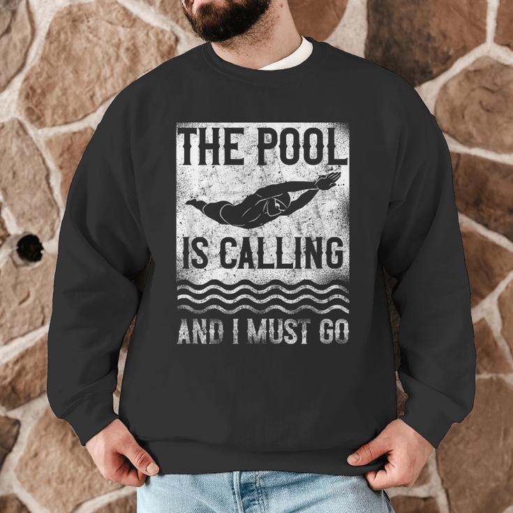 Swimming Swimmer Swim The Pool Is Calling Vintage Men Graphic Sweatshirt Swimming Swimmer Swim The Pool Is Calling Vintage Men Graphic Sweatshirt