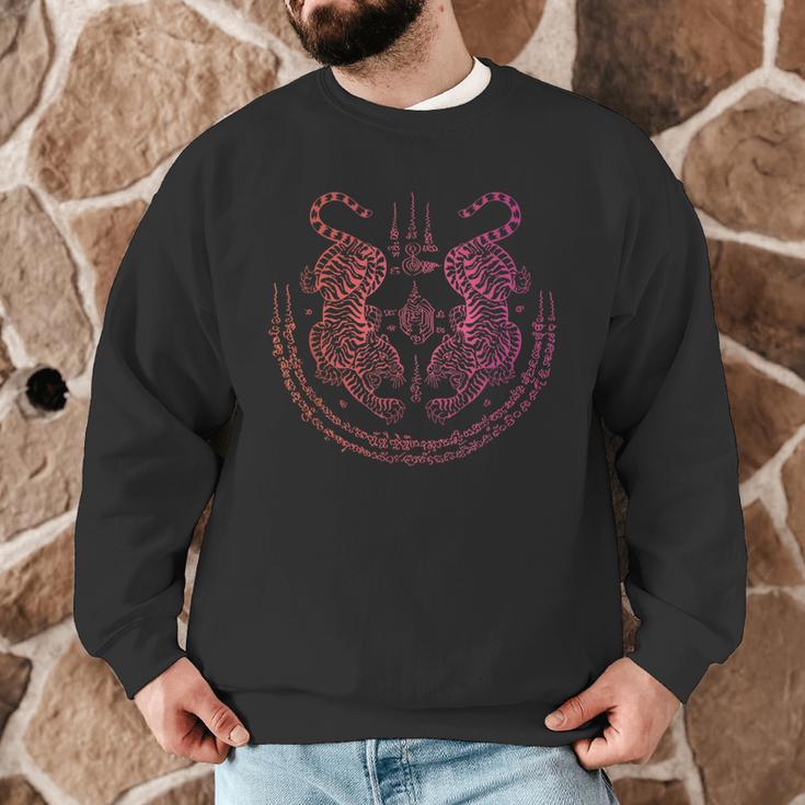 Thai Tattoo Twin Tiger Sak Yant Muay Thai Thailand Graphic Men Graphic Sweatshirt