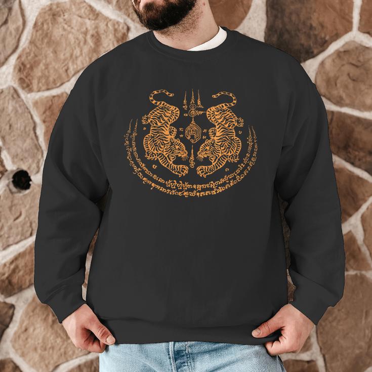 Twin Tiger Sak Yant Tattoo Muay Thai Thai Martial Arts Men Graphic Sweatshirt Twin Tiger Sak Yant Tattoo Muay Thai Thai Martial Arts Men Graphic Sweatshirt