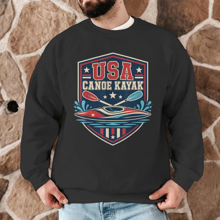 USA Canoe Kayak Paddling American Flag Emblem Men Graphic Sweatshirt