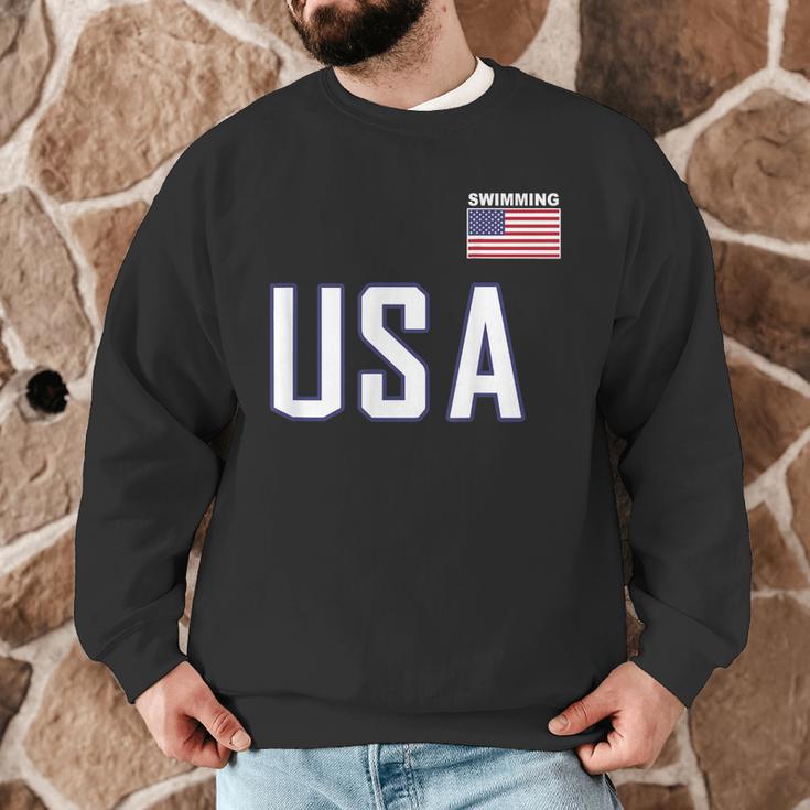 USA Flag Swim Swimming Sport Practice Equipment Men Women Men Graphic Sweatshirt
