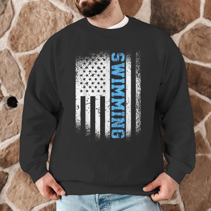 USA Flag Swimming Swim American Swimmer Men Graphic Sweatshirt USA Flag Swimming Swim American Swimmer Men Graphic Sweatshirt