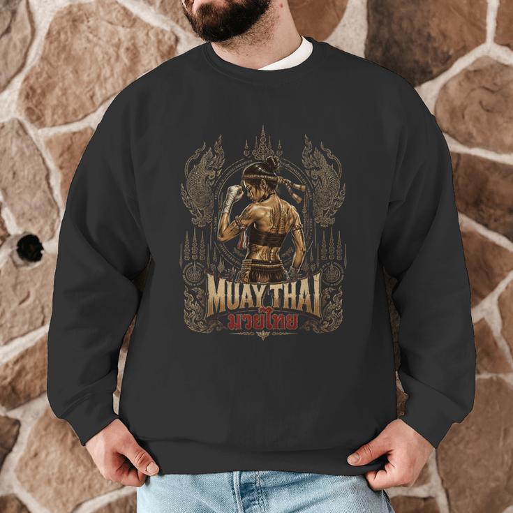 Vintage Muay Thai Chaiya Thai Boxing Fighter Style Men Graphic Sweatshirt Vintage Muay Thai Chaiya Thai Boxing Fighter Style Men Graphic Sweatshirt