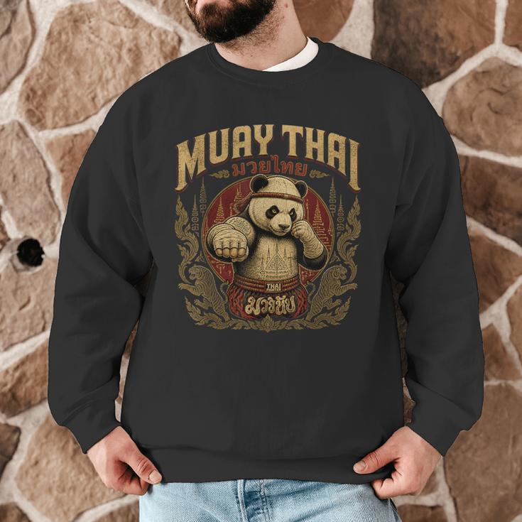 Vintage Muay Thai Gym Thai Boxing Training Fighter Panda Men Graphic Sweatshirt Vintage Muay Thai Gym Thai Boxing Training Fighter Panda Men Graphic Sweatshirt