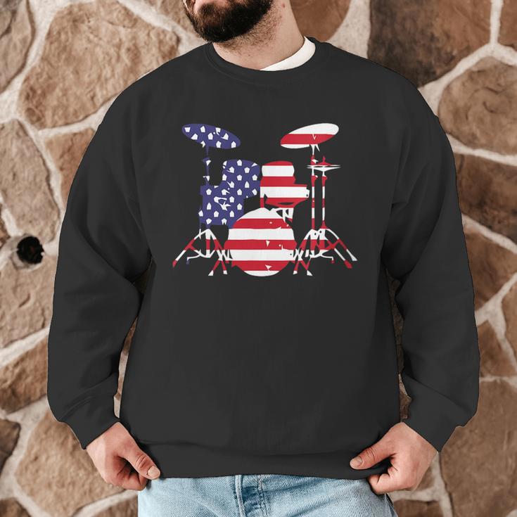 Women's American Flag Drum Kit Patriotic US Drum Art Men Graphic Sweatshirt Women's American Flag Drum Kit Patriotic US Drum Art Men Graphic Sweatshirt