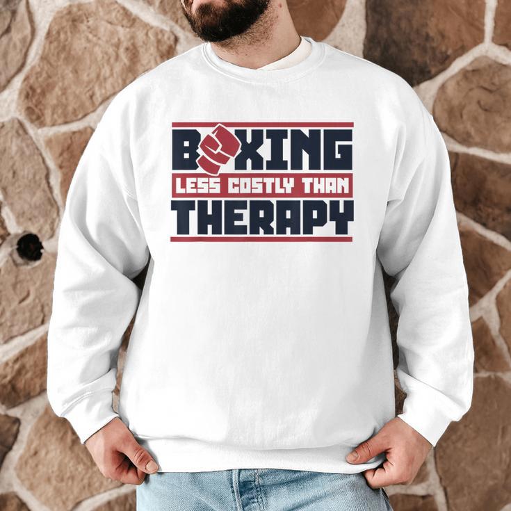 Boxing Less Costly Than Therapy Muay Thai Boxing Men Graphic Sweatshirt