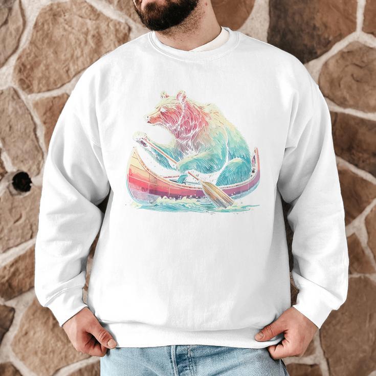 Canoe Bear Canoeing Raglan Baseball Tee Men Graphic Sweatshirt