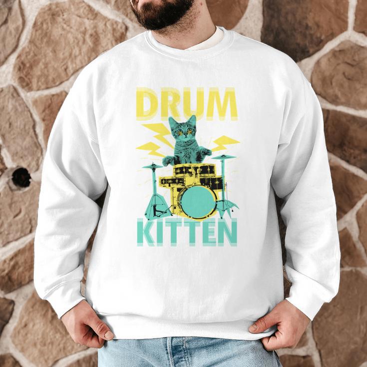 Cute Drummer Cat Drum Kitten Men Graphic Sweatshirt Cute Drummer Cat Drum Kitten Men Graphic Sweatshirt