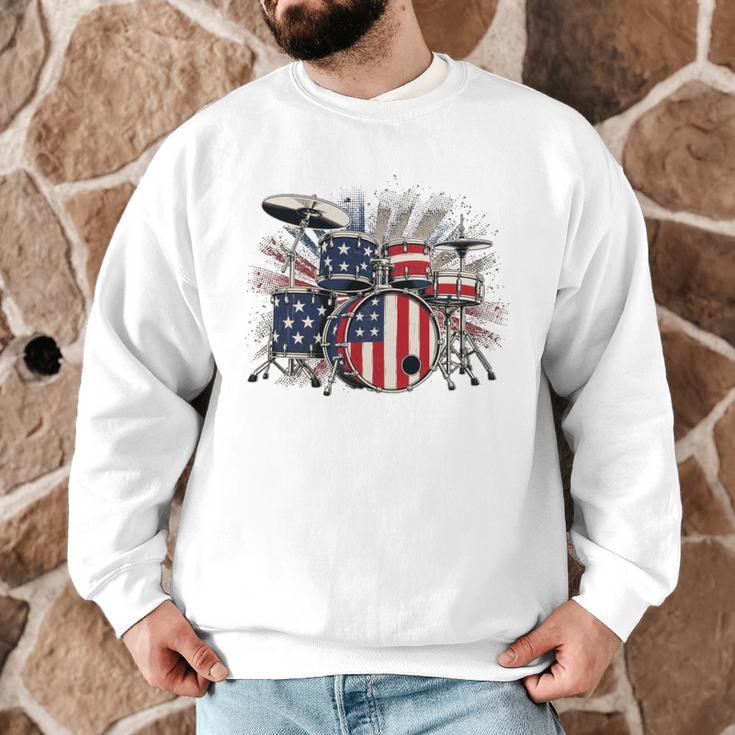 Drum Kit With American Flag Graphic For Musicians Men Graphic Sweatshirt Drum Kit With American Flag Graphic For Musicians Men Graphic Sweatshirt