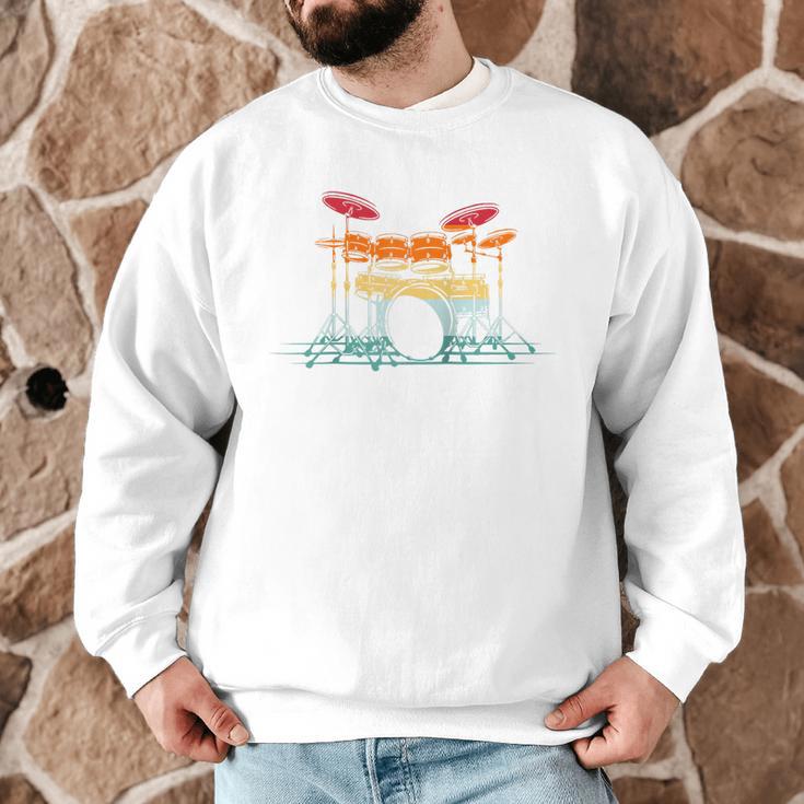 Drum Kit Musical Retro Instrument Musician Raglan Baseball Tee Men Graphic Sweatshirt