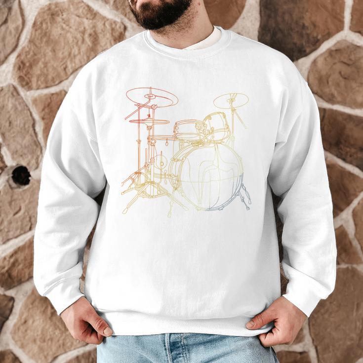 Drum Kit Vintage Look Music Concert Sweatshirt Men Graphic Sweatshirt