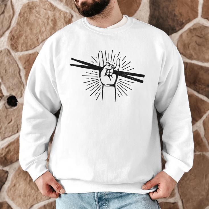 Drummer Drum Kit Rock & Roll Music Drummer Men Graphic Sweatshirt