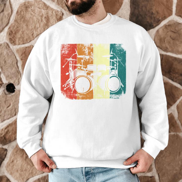 Drumset Cool Retro Vintage Drum Kit Drummer Music Percussion Men Graphic Sweatshirt