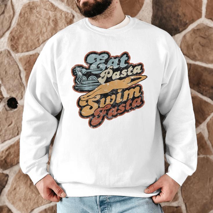 Eat Pasta Swim Fasta Swimmer Vintage Swimming Men Graphic Sweatshirt