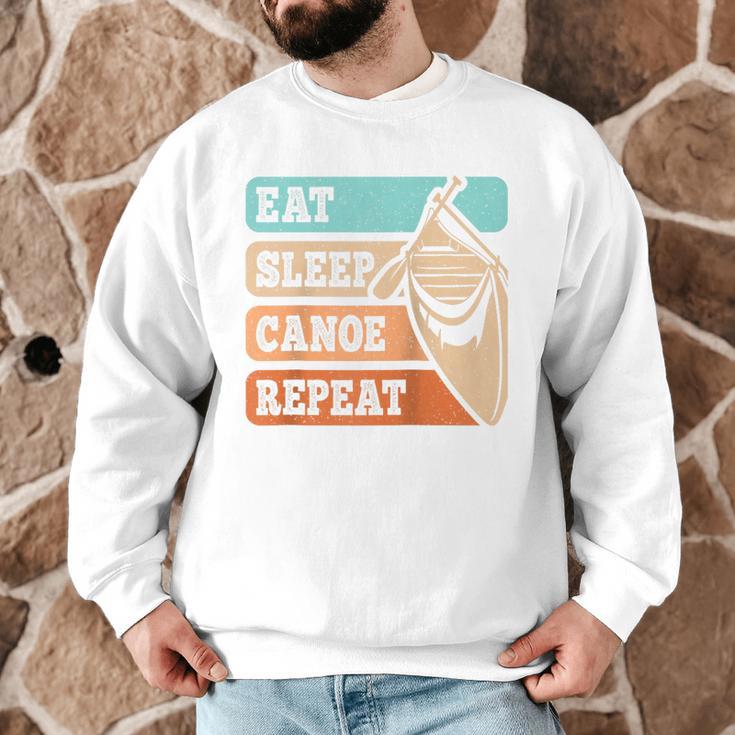 Eat Sleep Canoe Repeat Vintage Canoeing Canoeist Men Boys Raglan Baseball Tee Men Graphic Sweatshirt